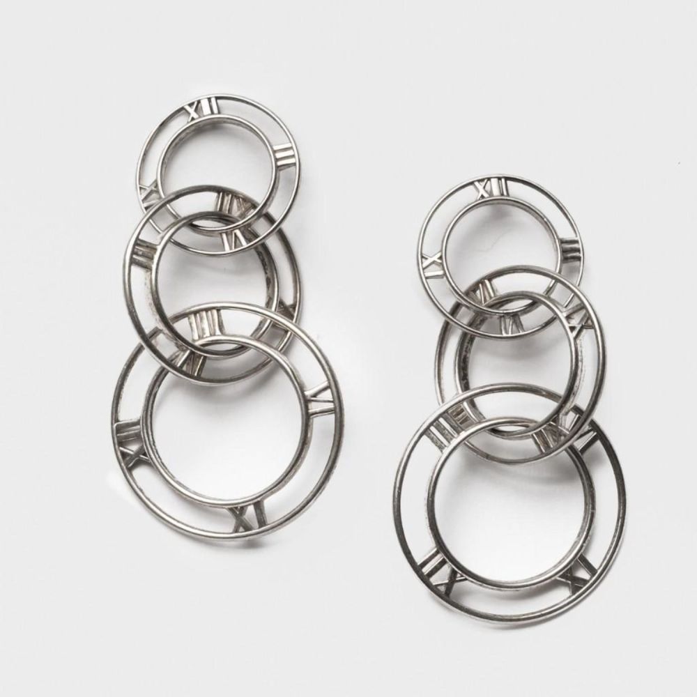 Lot 404: Earrings, Tiffany & Co Atlas Sterling Silver Drop