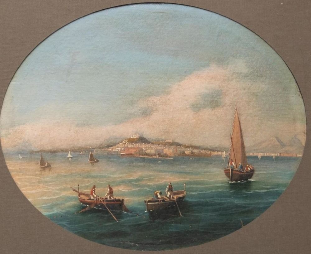 Lot 469: 19th Century Oil Painting Naples Bay