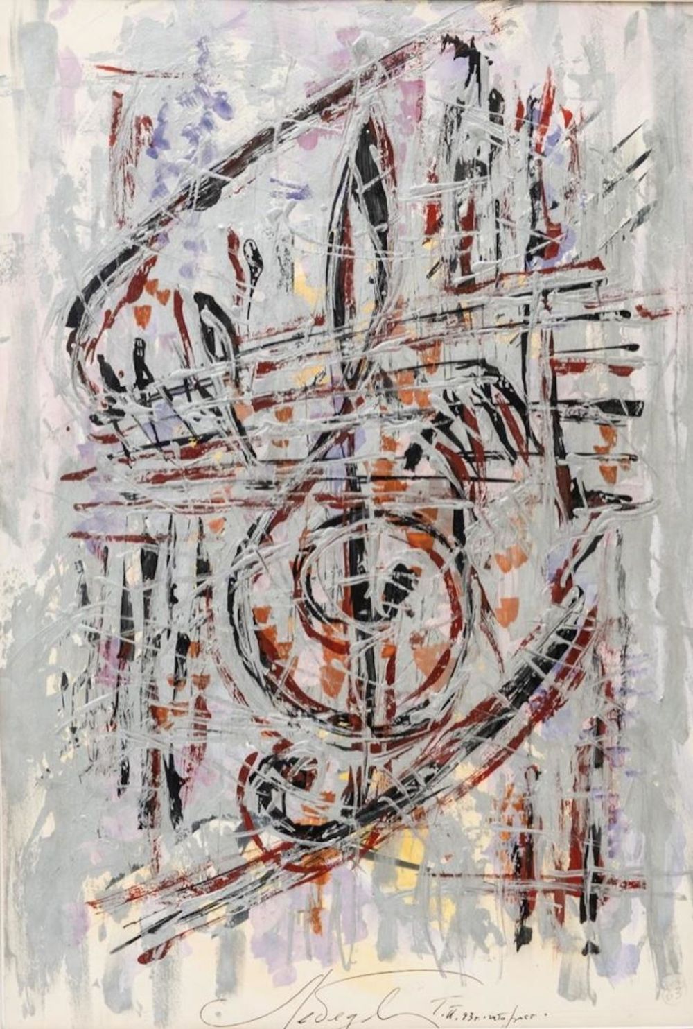 Lot 470: Vladimir Lebedev Oil on paper signed.
