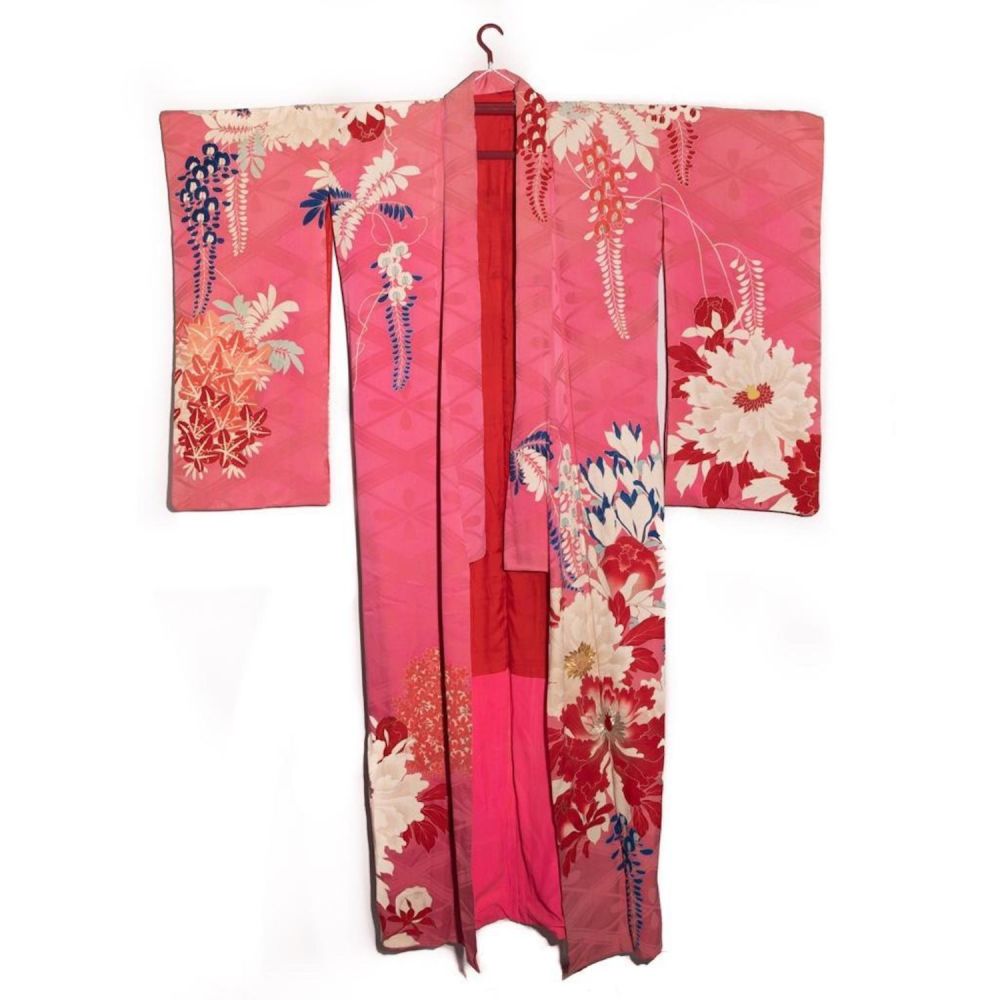 Lot 516: japanese 1920's Japanese handwoven silk damask formal