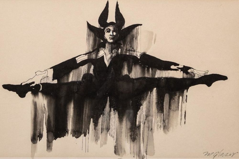 Lot 552: Milton Glaser Pen and Ink Wash on Paper