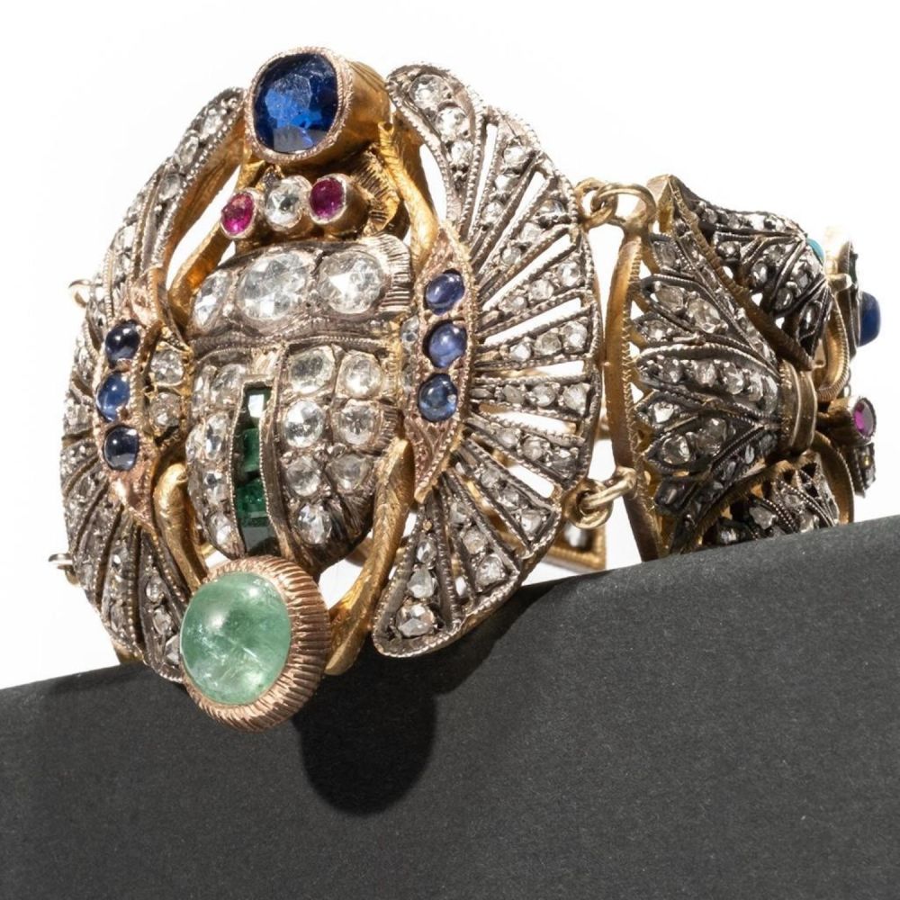 Lot 651: Bracelet, Early 20th century Egyptian Revival Diamond