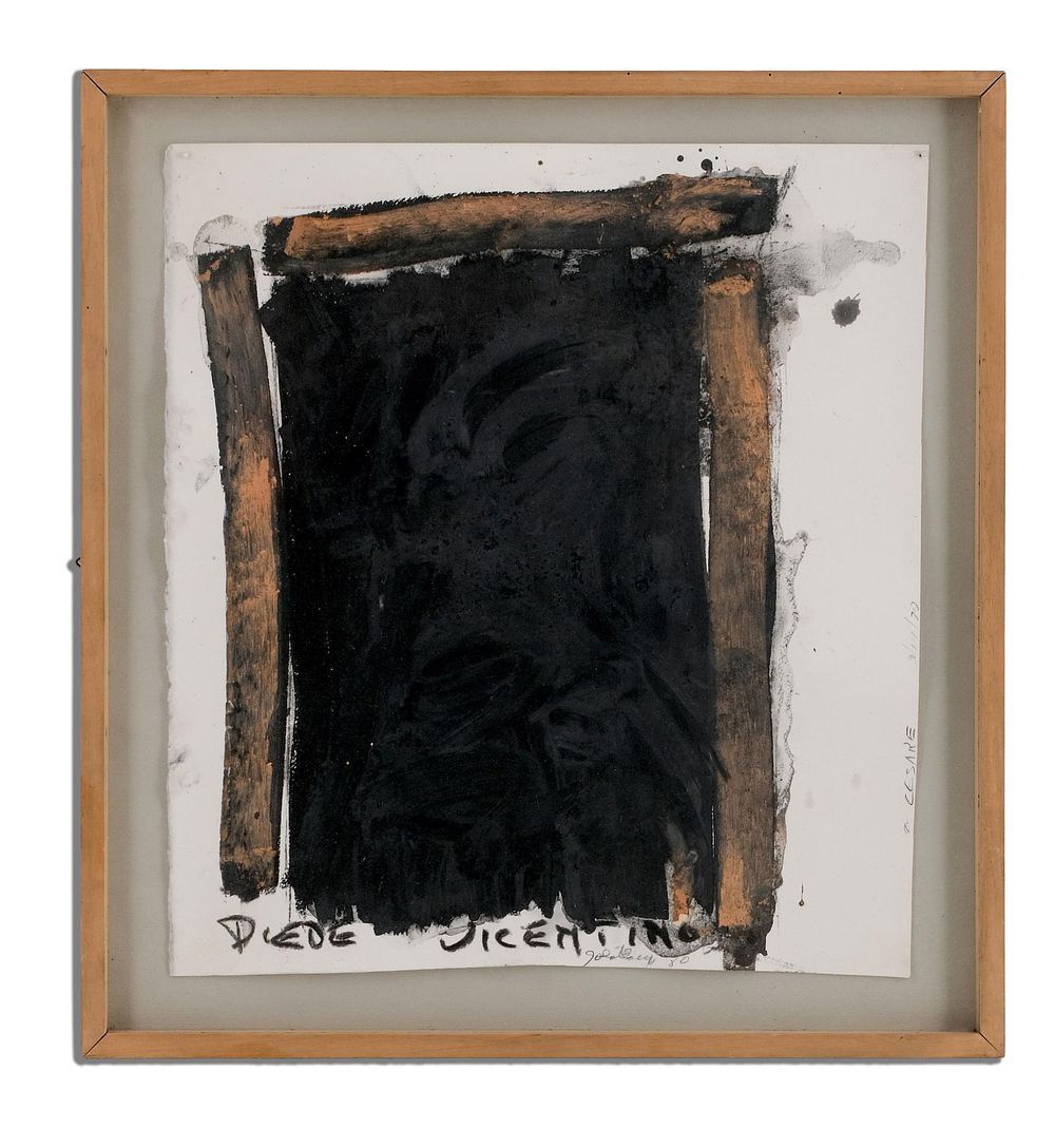 Lot 185: Signed Michael Goldberg Abstract Oilstick, Charcoal, and Ink on Paper Piede Vicentino, 1980,