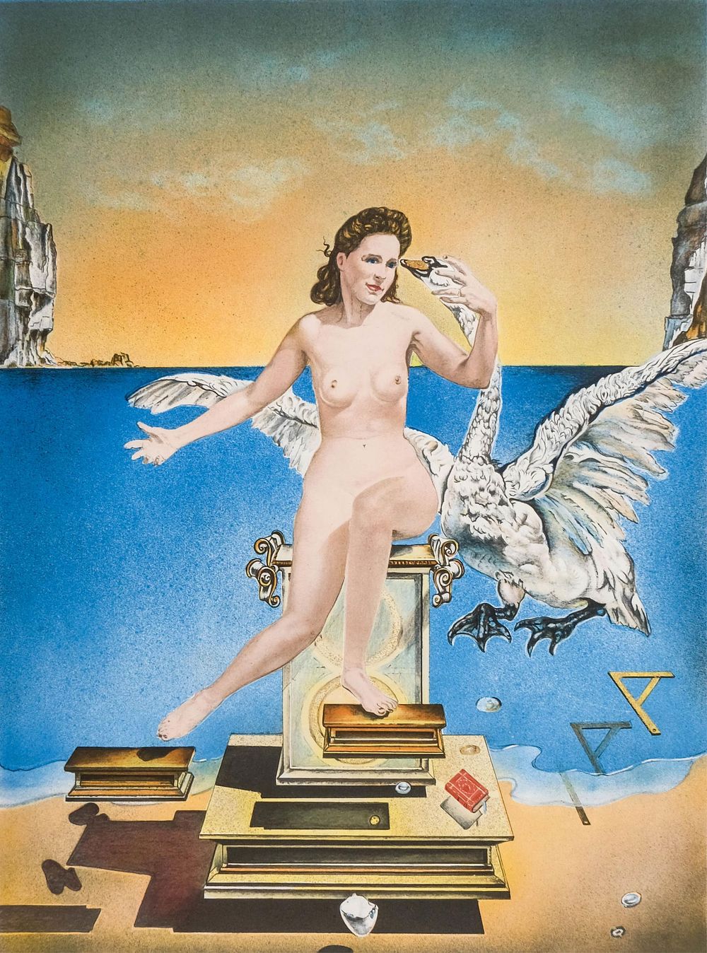 Lot 200: Salvador Dali, Leda and the Swan, Pencil Signed Limited Edition Lithograph, w/ Blindstamp