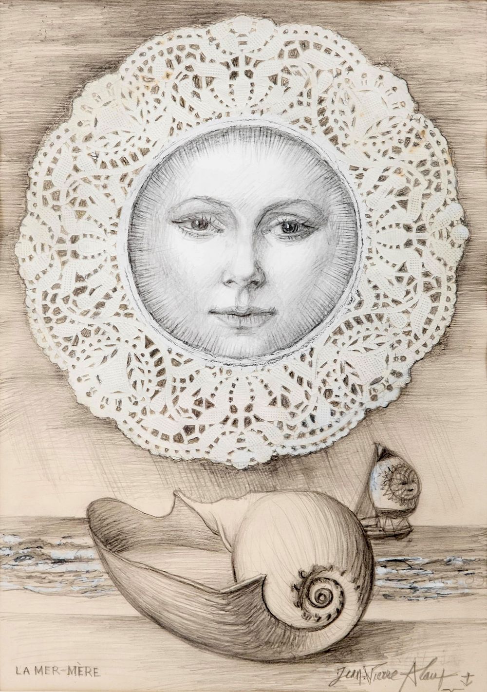 Lot 204: Signed Jean-Pierre Alaux Surrealist Mixed Media Mother Sea