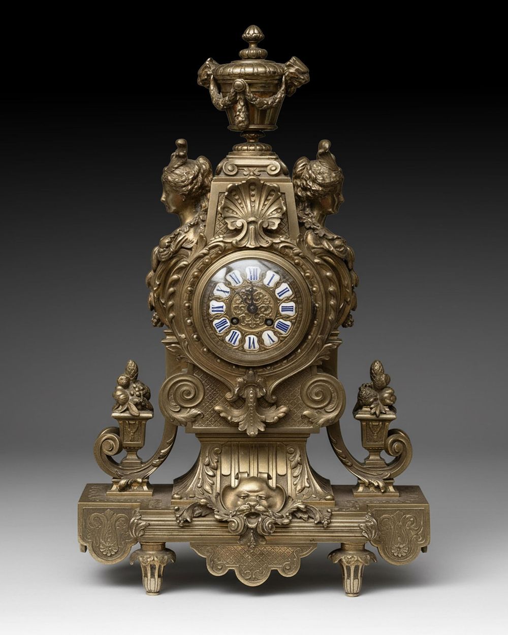 Lot 217: Tall French Louis XV Bronze Baroque Clock, 19th Century w/ Pendulum