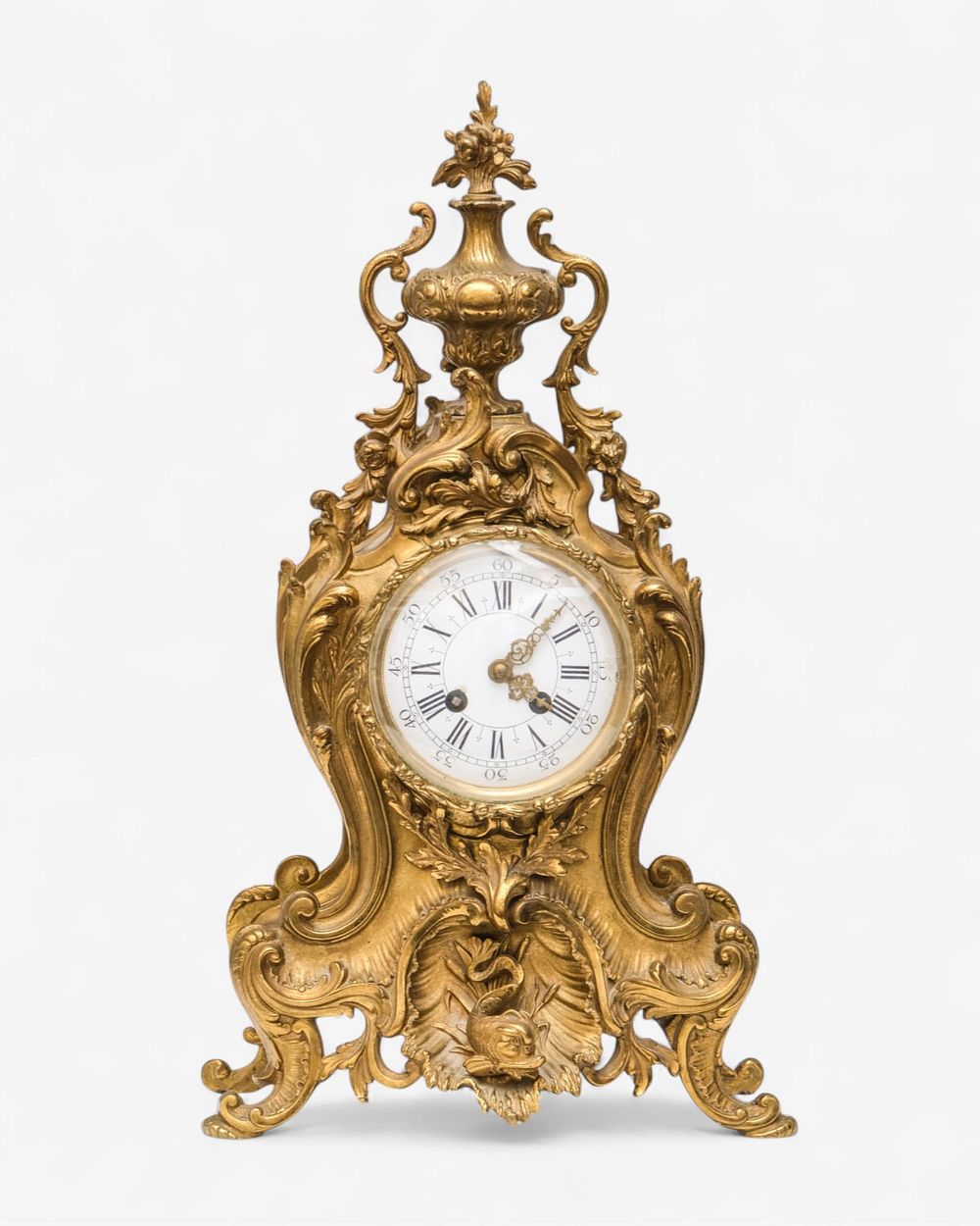 Lot 219: French Louis XIV Rococo Style Dore Bronze Clock, Circa 1880-1890 18 inch tall