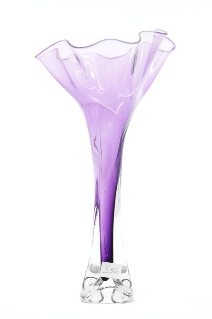 Lot 315: Floriform Art Glass Signed Vase