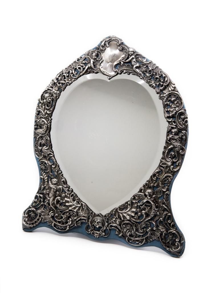 Lot 278: Sterling Silver Standing Dresser Mirror