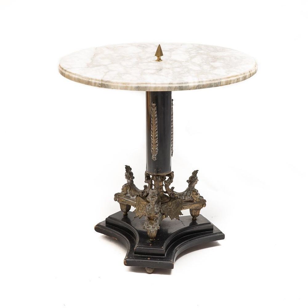 Lot 296: 19th Century French Empire Bronze and Marble Table