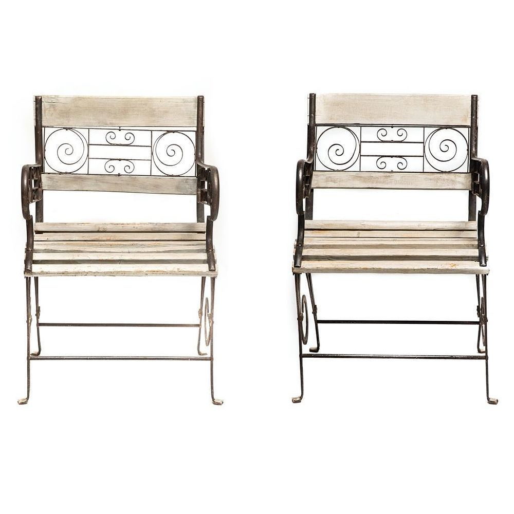 Lot 299: Early 20th Century Wrought Iron and Wood Solarium