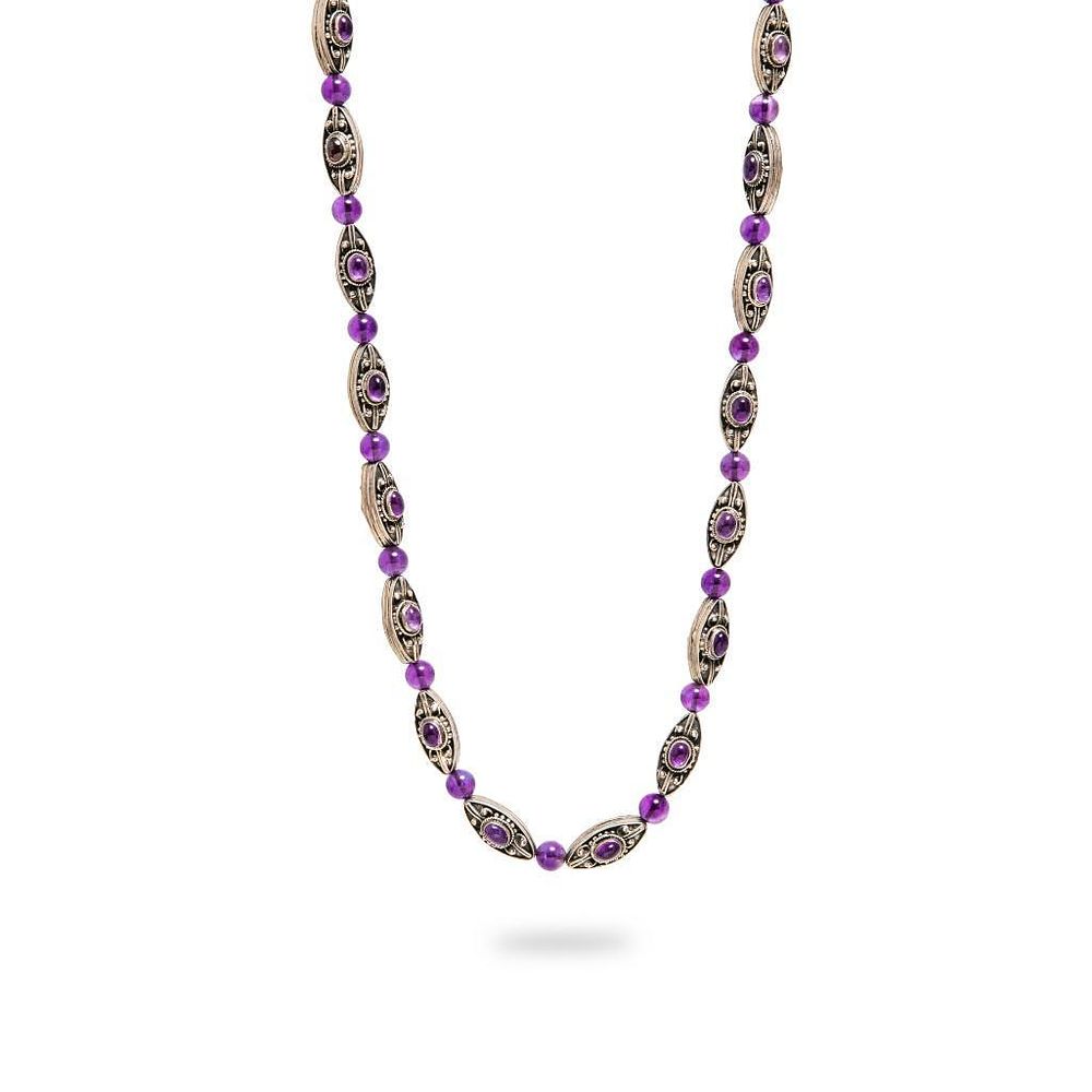 Lot 307: GIA Georg Jensen Style Silver and Amethyst necklace