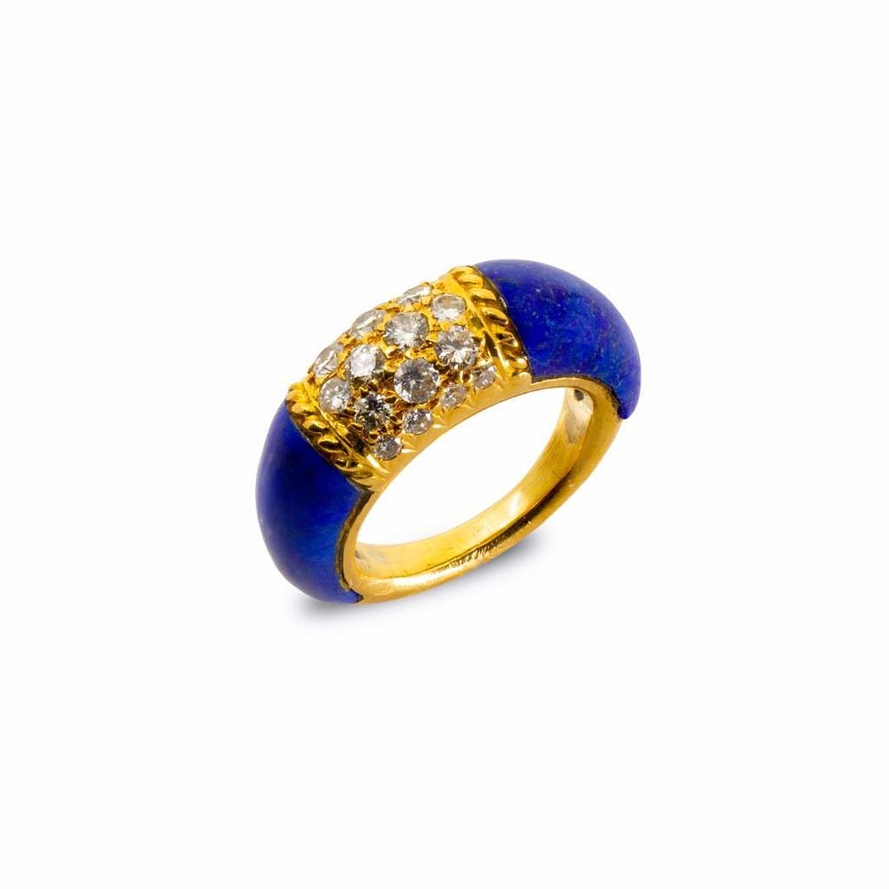Lot 363: GIA Van Cleef & Arpels, 18kt, Diamond and Lapis Lazuli