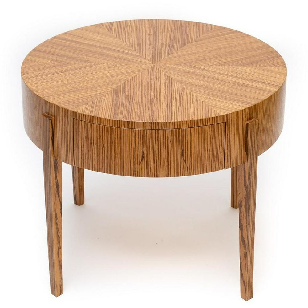 Lot 181: Round Zebrawood-Veneer Occasional Table