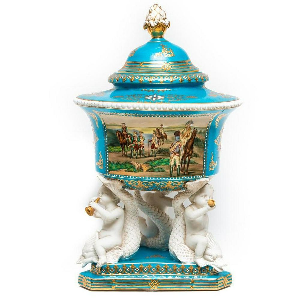 Lot 218: Large Sevres Porcelain Lidded Centerpiece