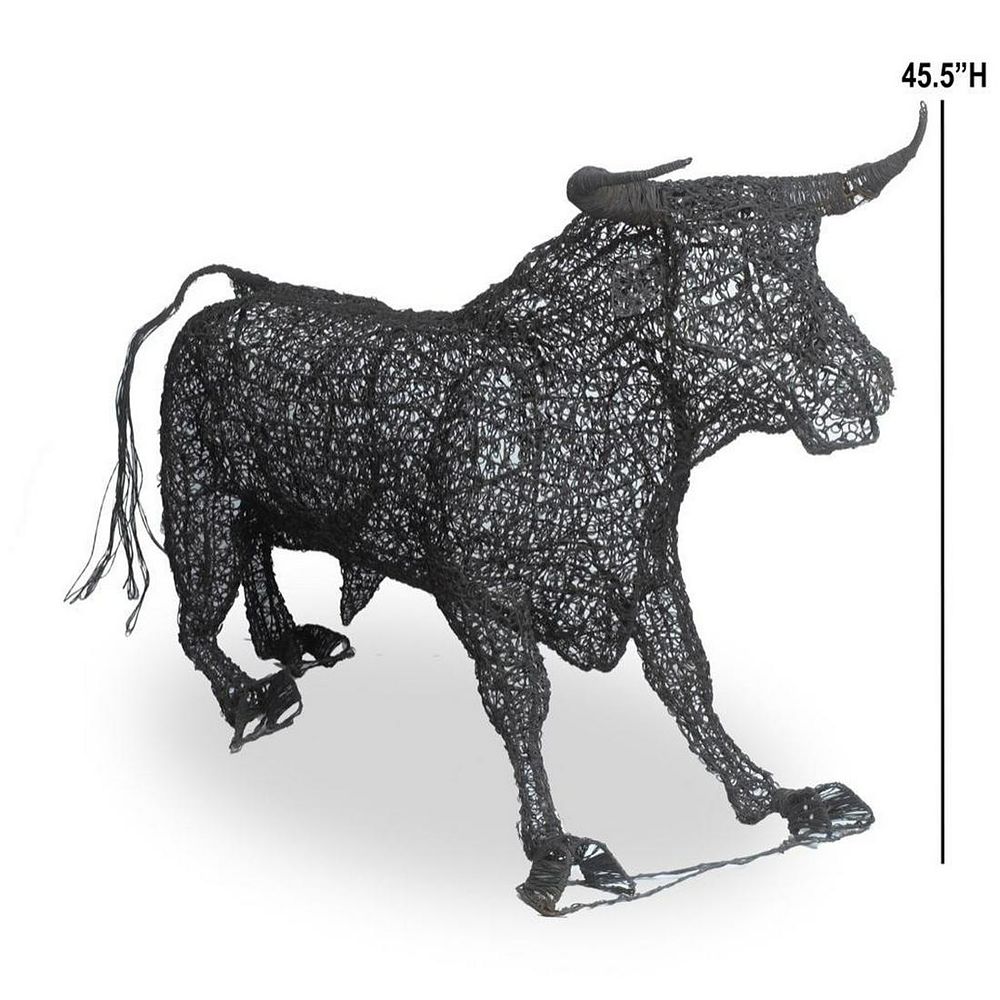 Lot 221: Monumental Brutalist Wire Bull Sculpture