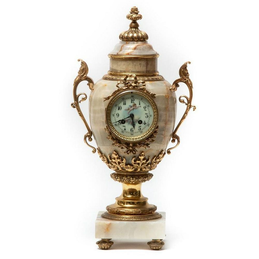 Lot 229: French 19th Century onyx and bronze Clock