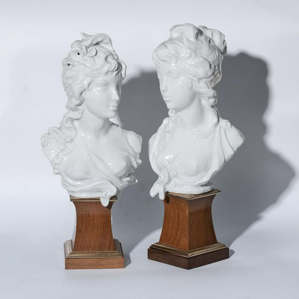 Lot 232: Pair Royal Worcester Night and Day porcelain Busts