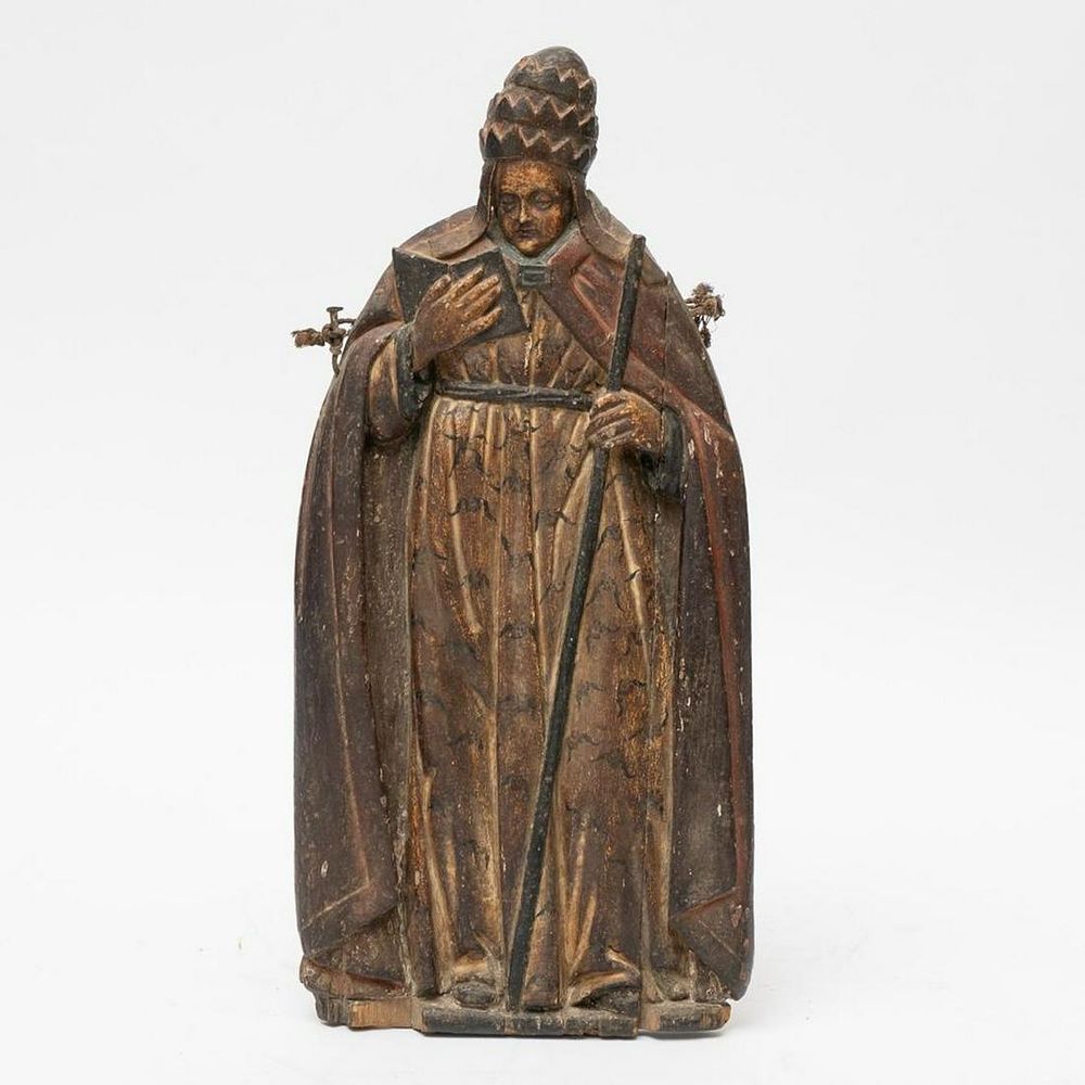 Lot 234: 18th Century Venetian Relief Gilded Carving of Pope