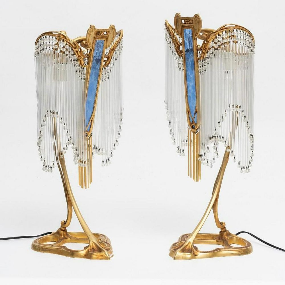Lot 235: Hector Guimard Pair of Art Nouveau Table Lamps