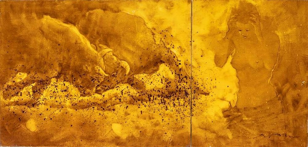 Lot 237: Choi Chul Signed Diptych Abstract Oil on Canvas