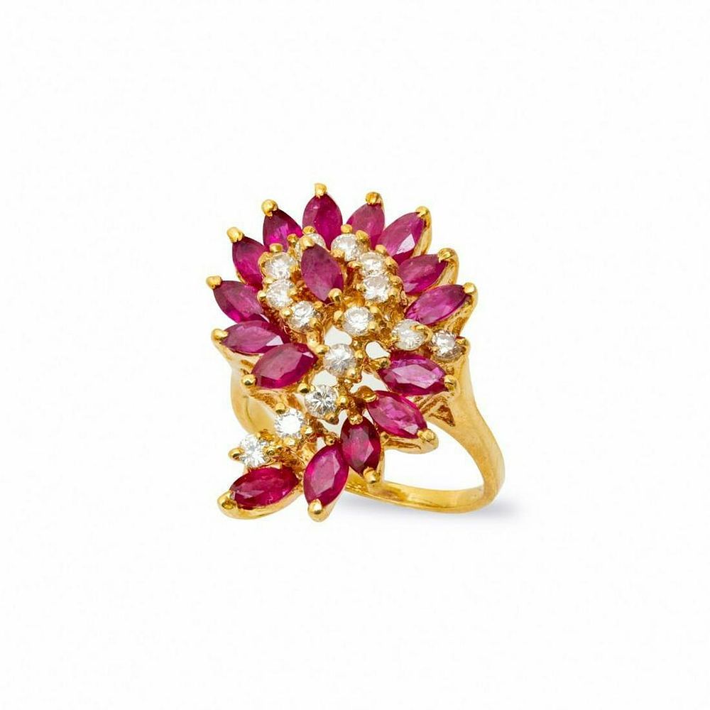 Lot 305: Ring, GIA Vintage 14K gold ruby and diamond ring