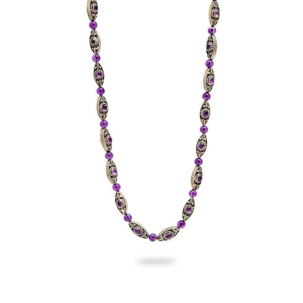 Lot 306: Necklace, GIA Georg Jensen Style Silver and Amethyst