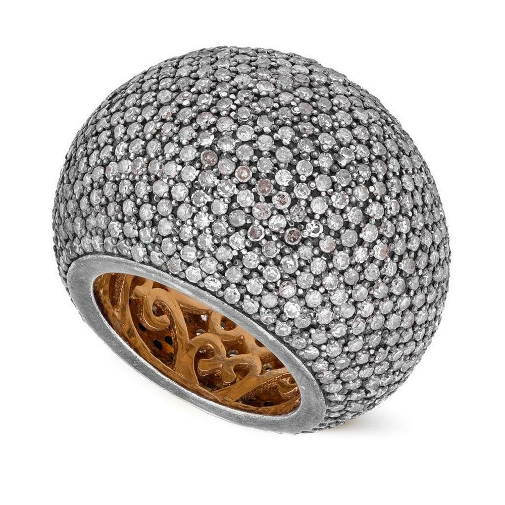 Lot 312: 18K Diamond and Silver Dome Ring