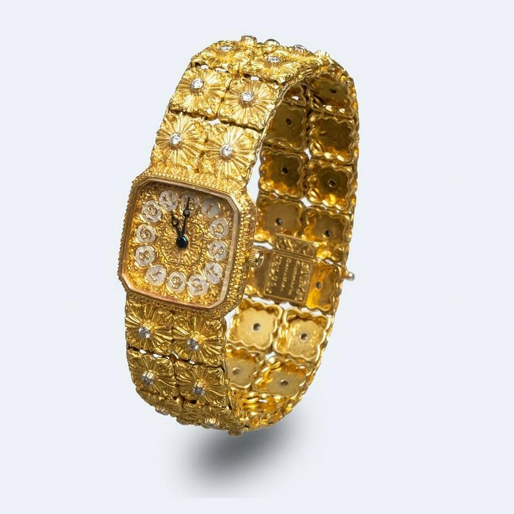 Lot 377: Buccellati 18K Gold Diamond Wristwatch