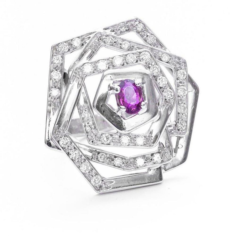 Lot 428: 18K Diamond and Ruby Ring