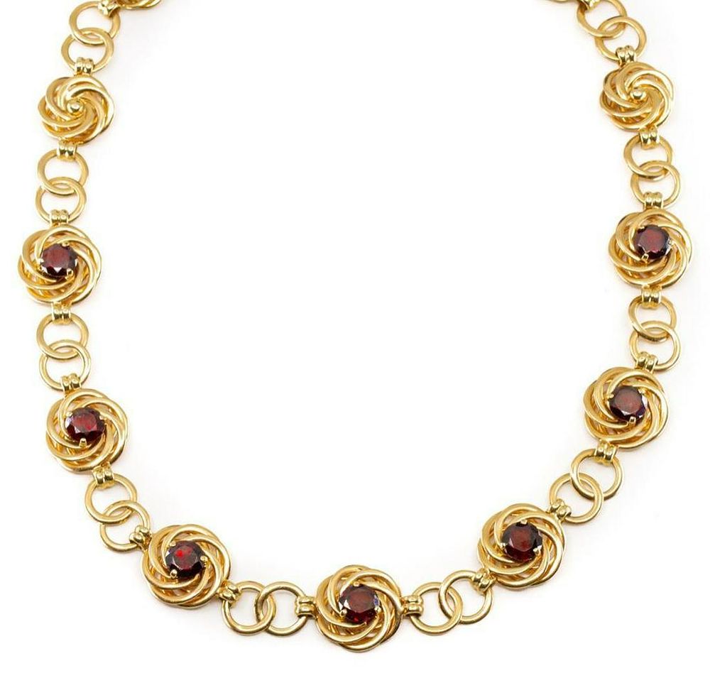Lot 429: GIA Tiffany and Co. Signed Vintage 14kt gold and Garnet