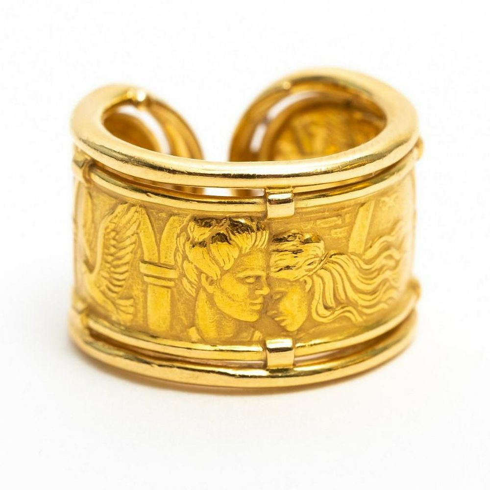 Lot 438: 18K Carrera y Carrera Signed Romeo and Juliet Gold Ring
