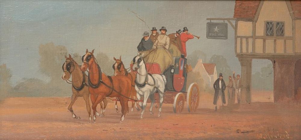 Lot 207: 20th Century, Coaching Scene. Signed W. Rowland, Oil on Board