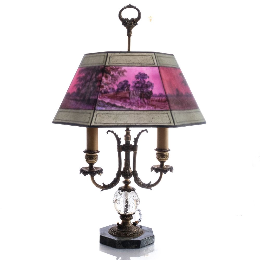 Lot 159: Signed Pairpoint Reverse Painted Table Lamp