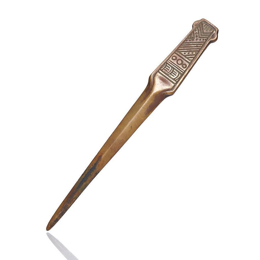 Lot 217: Tiffany Studios, New York. Bronze Letter Opener in the American Indian Pattern