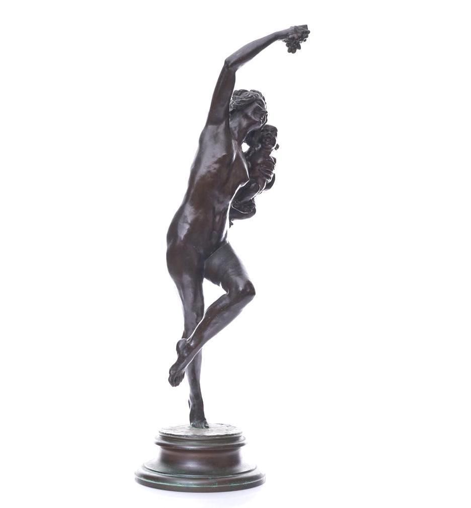 Lot 225: Frederick W. MacMonnies, 'Bacchante & Infant Faun'. Large Bronze Sculpture, 1894