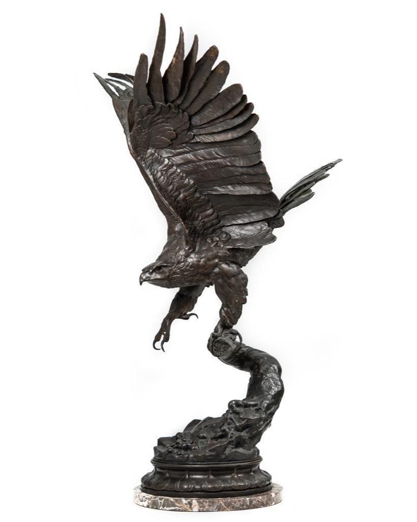 Lot 232: Jules Moigniez, 31" High Bronze Sculpture of Eagle
