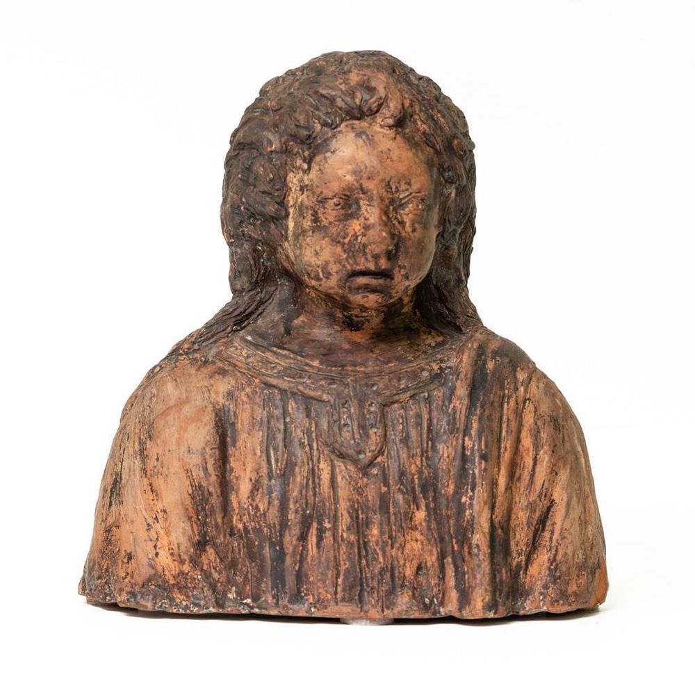 Lot 233: Early Terracotta bust of a male wearing Italian Late Renaissance Gown
