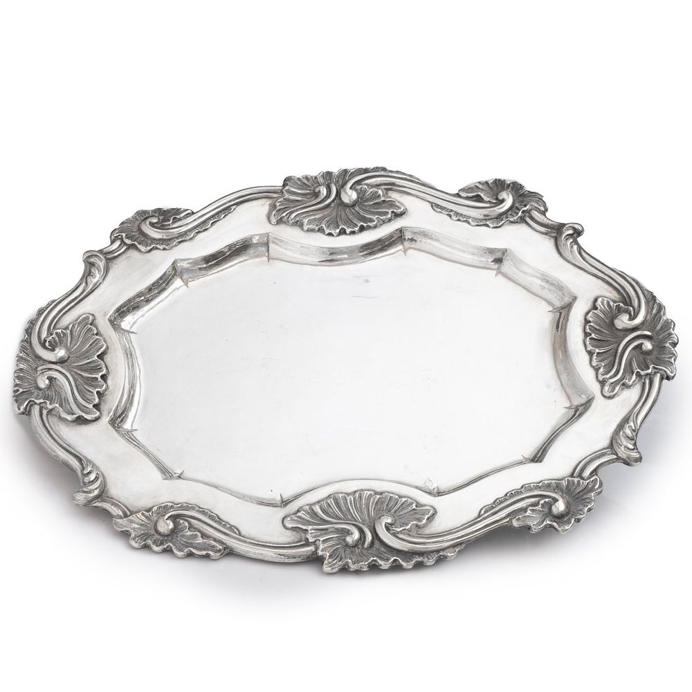 Lot 237: Signed Buccelatti Handcrafted Sterling Silver Serving Tray