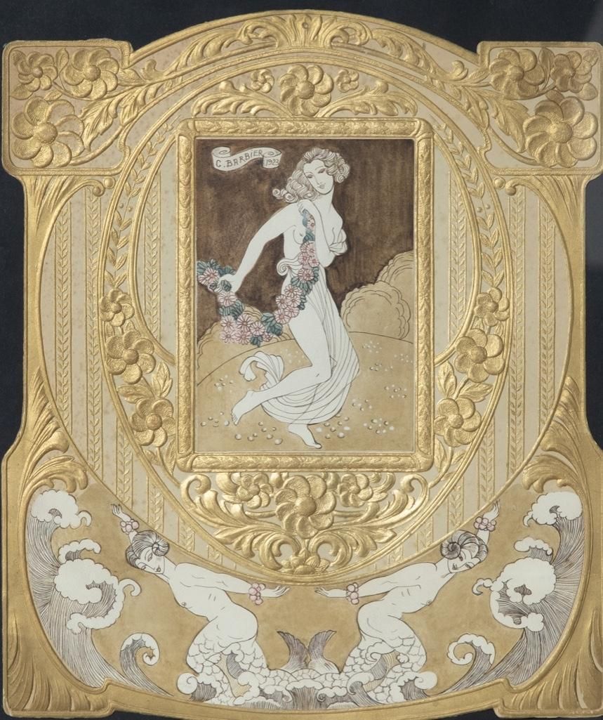 Lot 245: Signed Georges Barbier, Watercolor & Ink on Paper, Art Deco Period