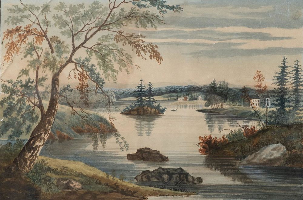 Lot 255: William Guy Wall, Original Watercolor Hudson River circa 1820's