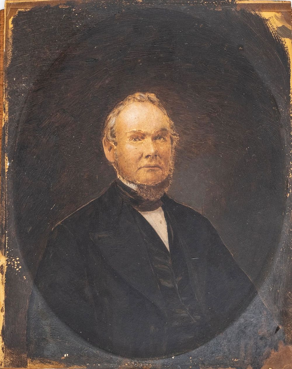 Lot 257: Antique Oil On Board Portrait, 1876 8" Wide x 10.5" High