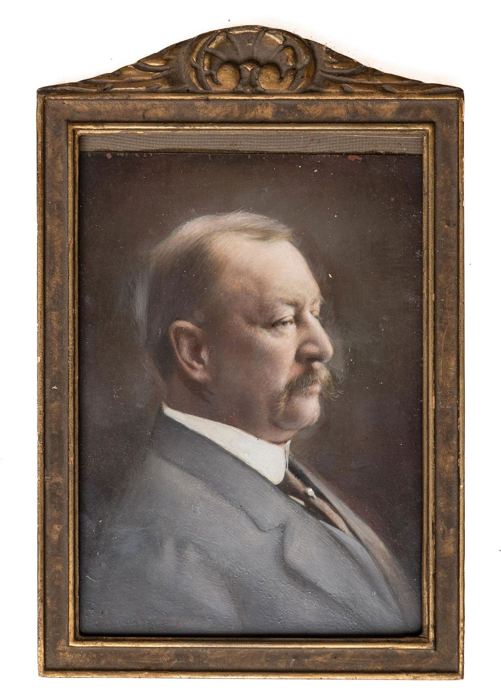 Lot 259: Signed Miniature Portrait on Panel of President Grover Cleveland