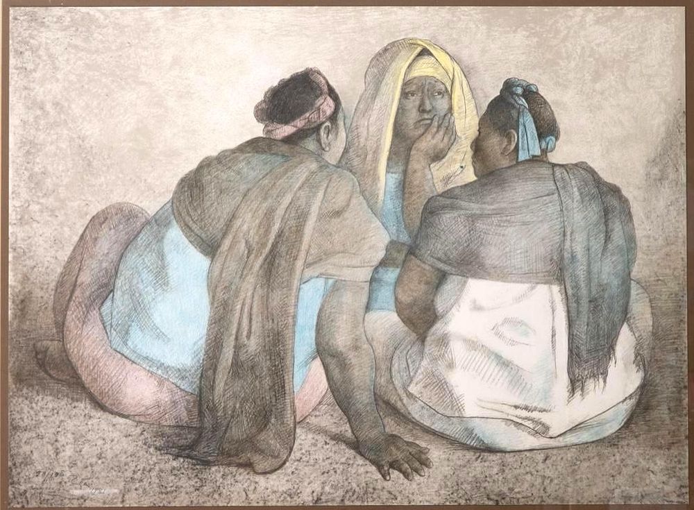 Lot 317: Signed Francisco Zuniga, 'Tres Mujeres'. Editioned Lithograph, 1981