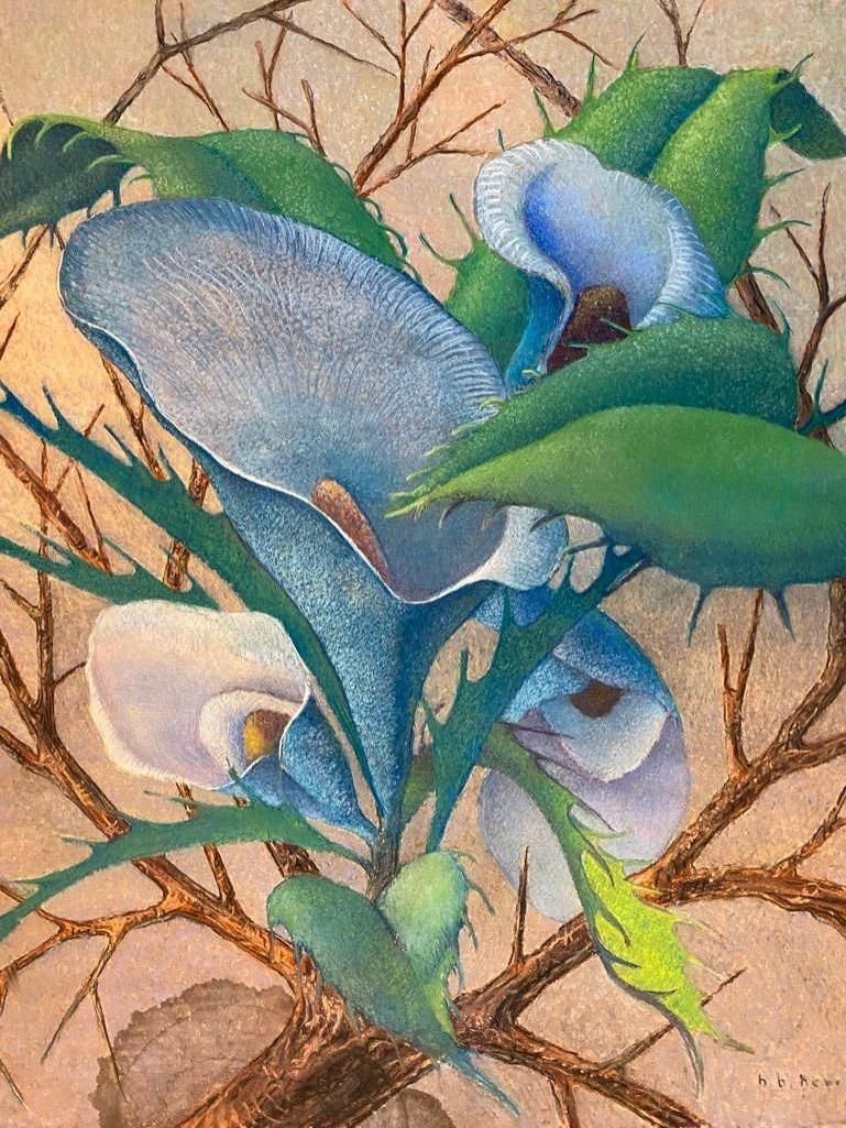 Lot 320: Signed B.B. Herre, Grouping of Lillies. Pastel on Paper, circa 1952