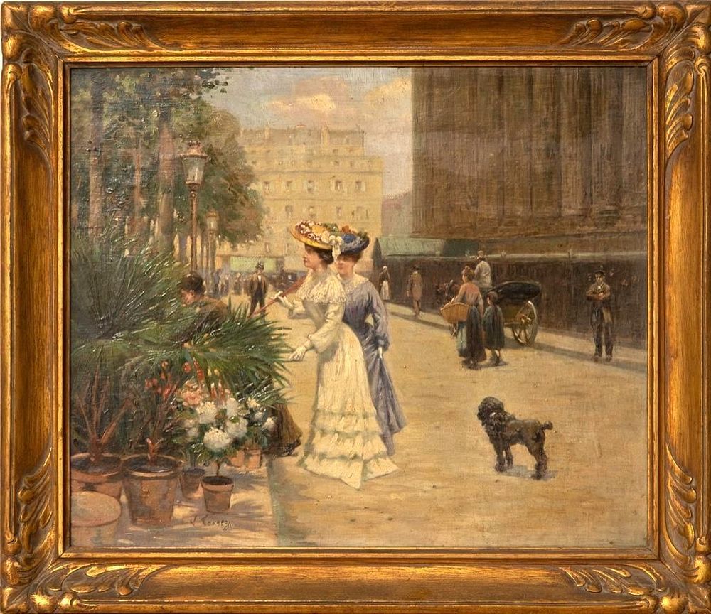 Lot 321: Signed Late 19th Century, 'Women in a French Market'. Oil on Canvas