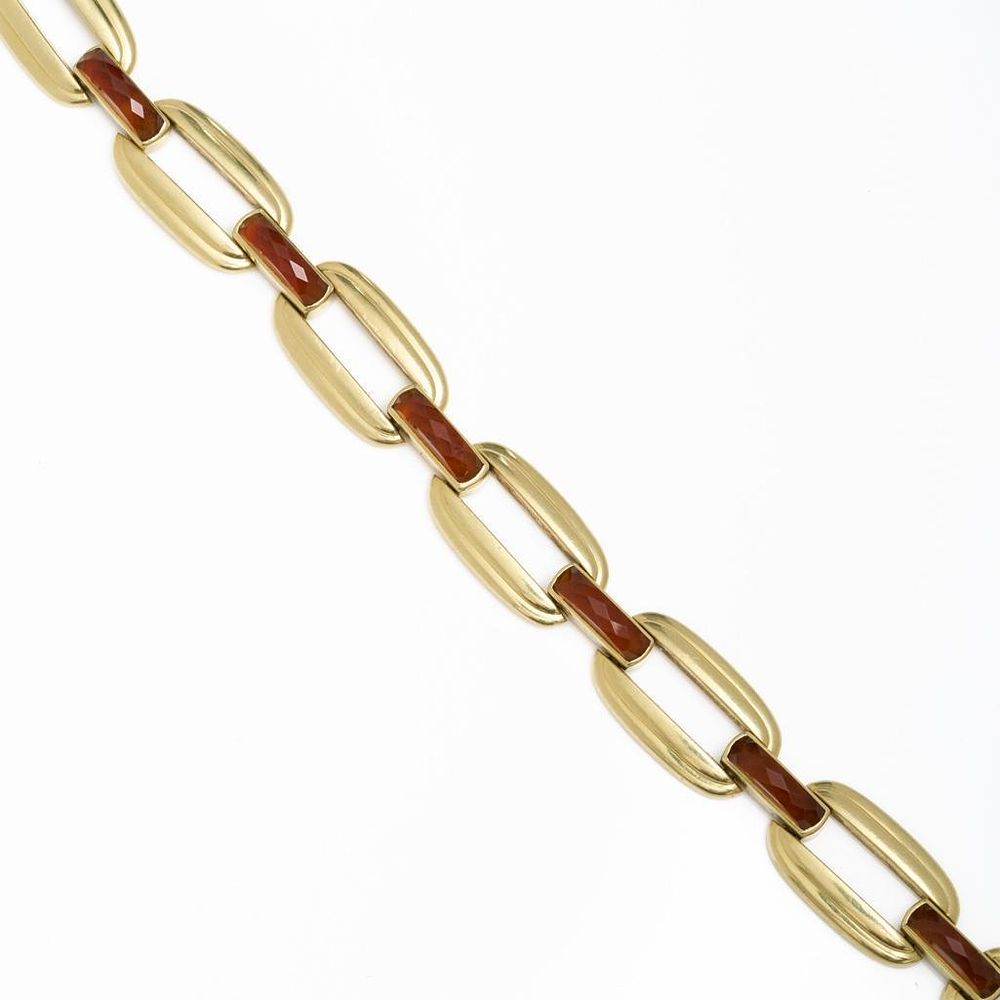 Lot 392: 14K Gold and Citrine Mid Century Bracelet