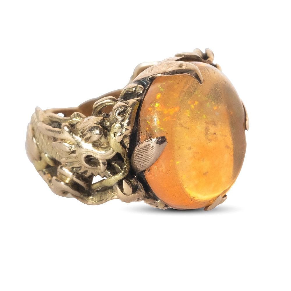 Lot 225: Antique 18K Gold Fire Opal Ring