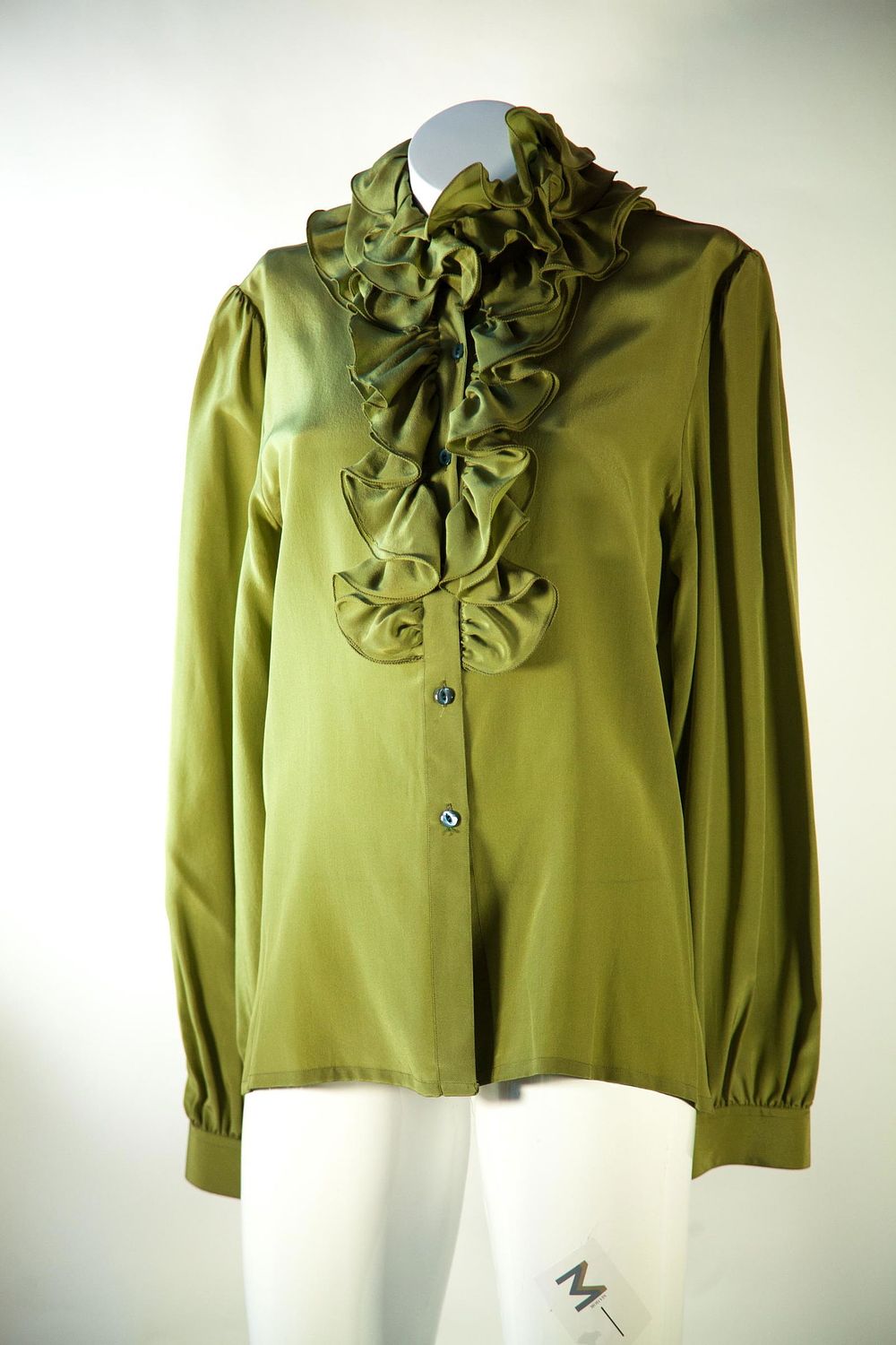 Lot 195: Pino Maugeri Silk Front-Ruffle Blouse