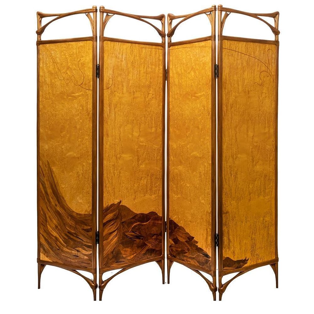 Lot 241: Virginia Blanchard (American, 20th/21st Century). Art Nouveau Influenced Peacock Floor Screen